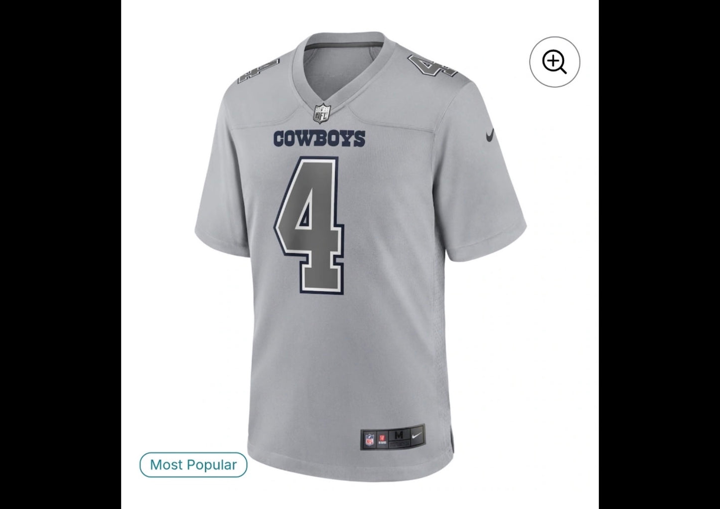 DALLAS COWBOYS DAK PRESSCOTT GREY JERSEY