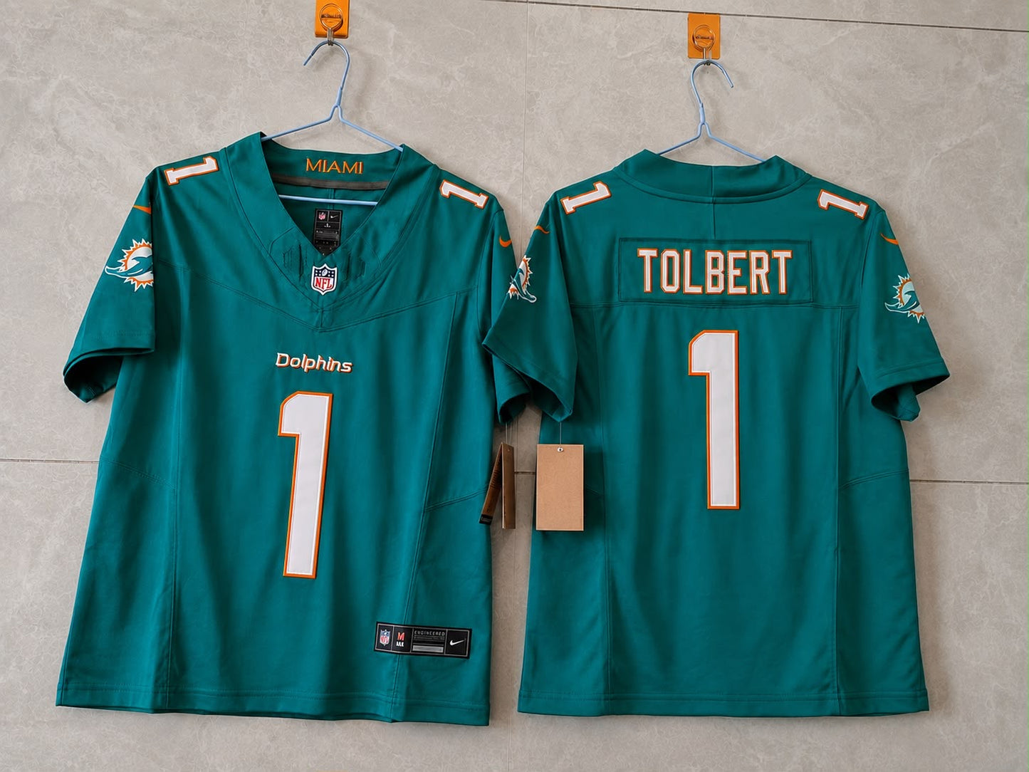 MIAMI DOLPHINS JALEN TOLBERT BLUE JERSEY