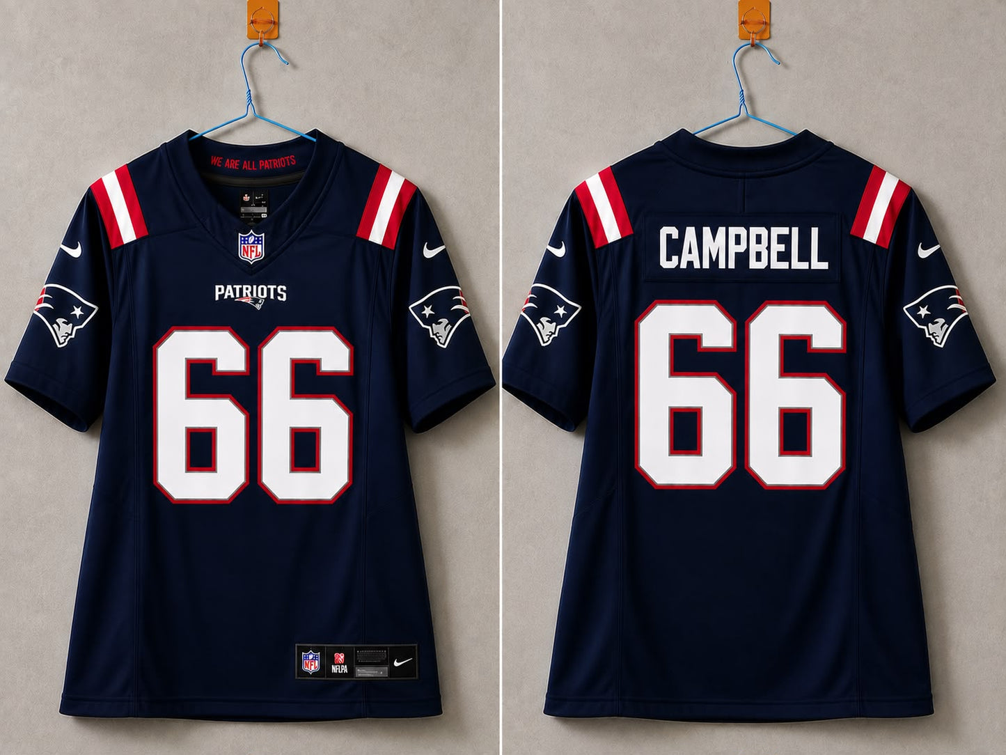NEW ENGLAND PATRIOTS WILL CAMPBELL BLUE JERSEY