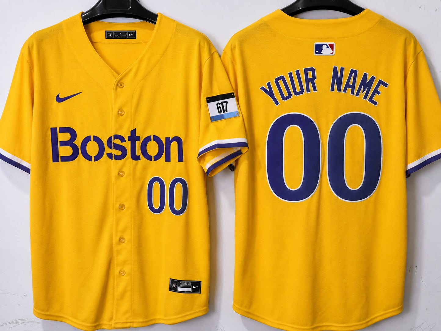 BOSTON RED SOCKS YELLOW CUSTOM JERSEY