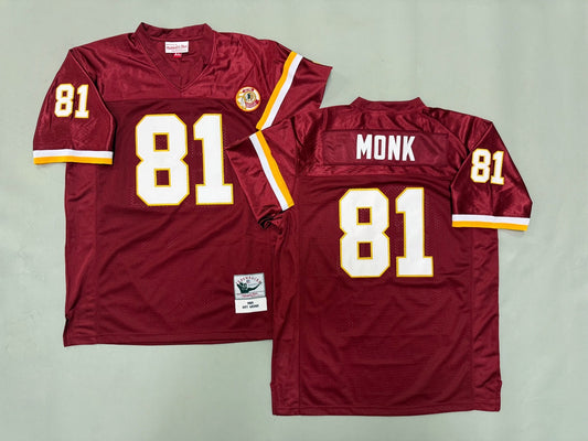 WASHINGTON REDSKINS ART MONK RED JERSEY