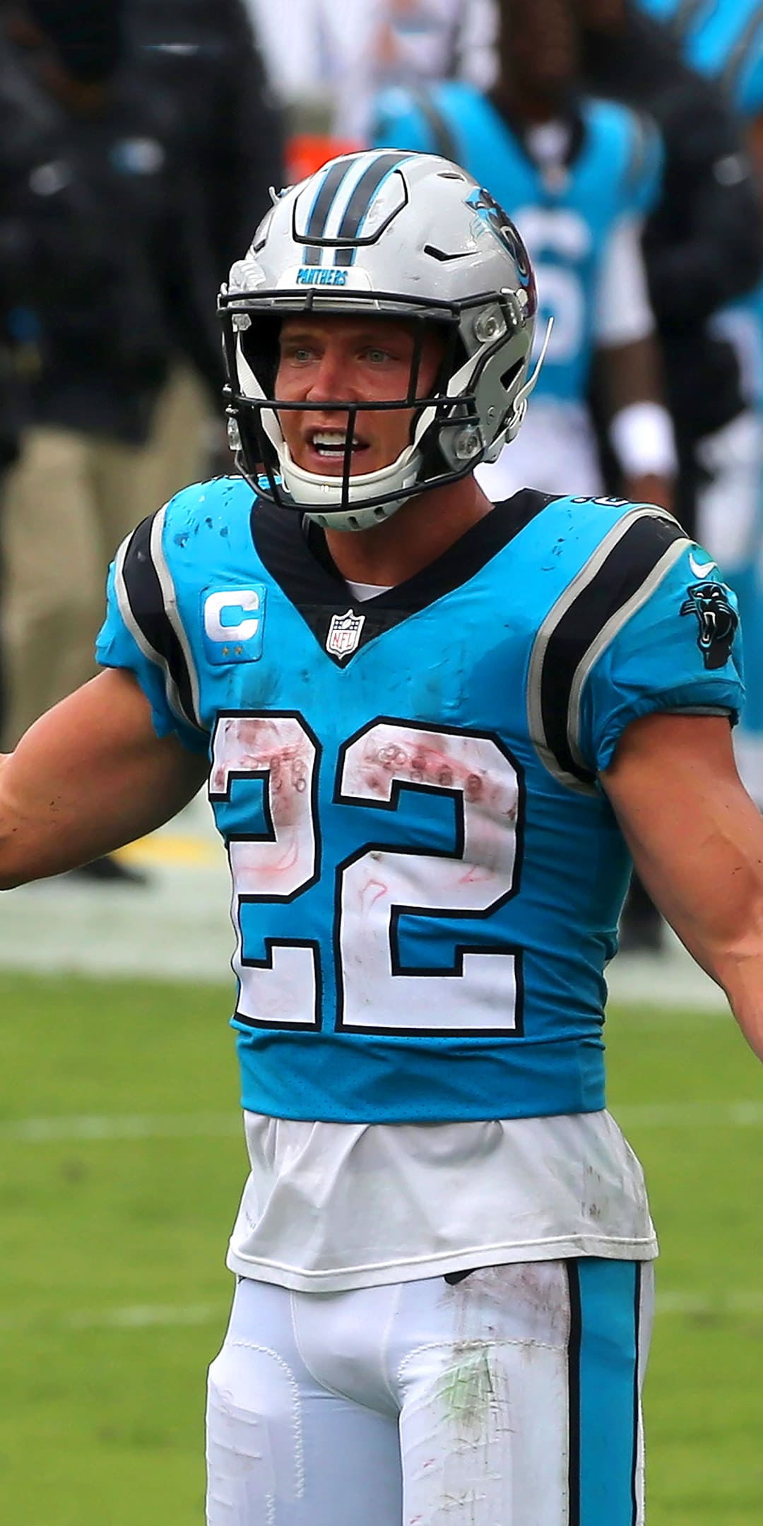 CAROLINA PANTHERS CHRISTIAN MCCAFFREY BLUE JERSEY