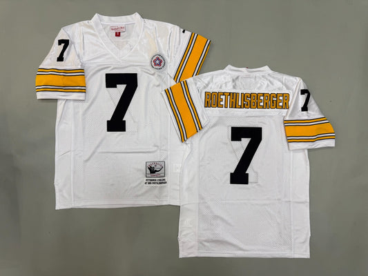 PITTSBURGH STEELERS BEN ROETHLISBERGER WHITE VINTAGE JERSEY