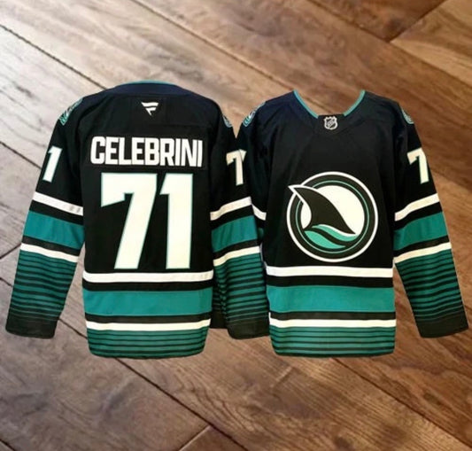 SAN JOSE SHARKS MACKLIN CELEBRINI BLACK JERSEY
