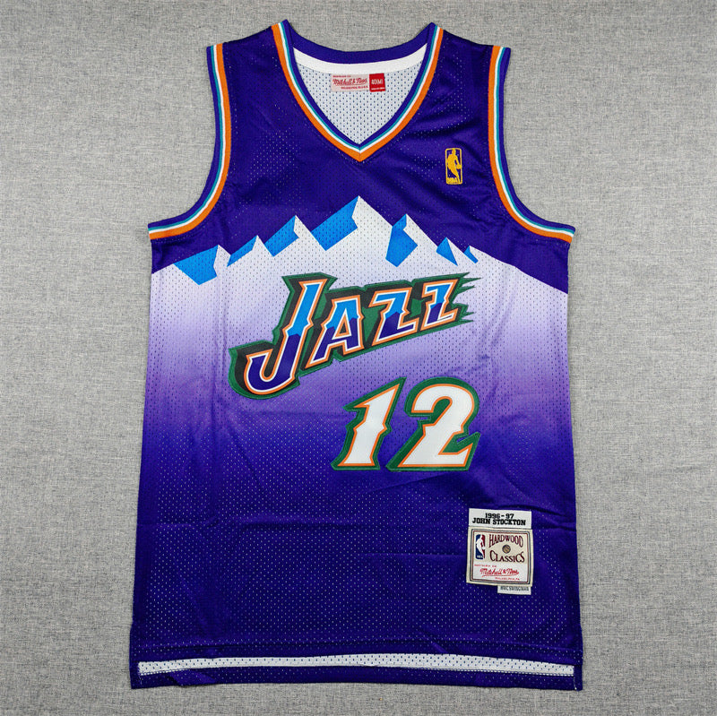 UTAH JAZZ JOHN STOCKTON PURPLE VINTAGE JERSEY