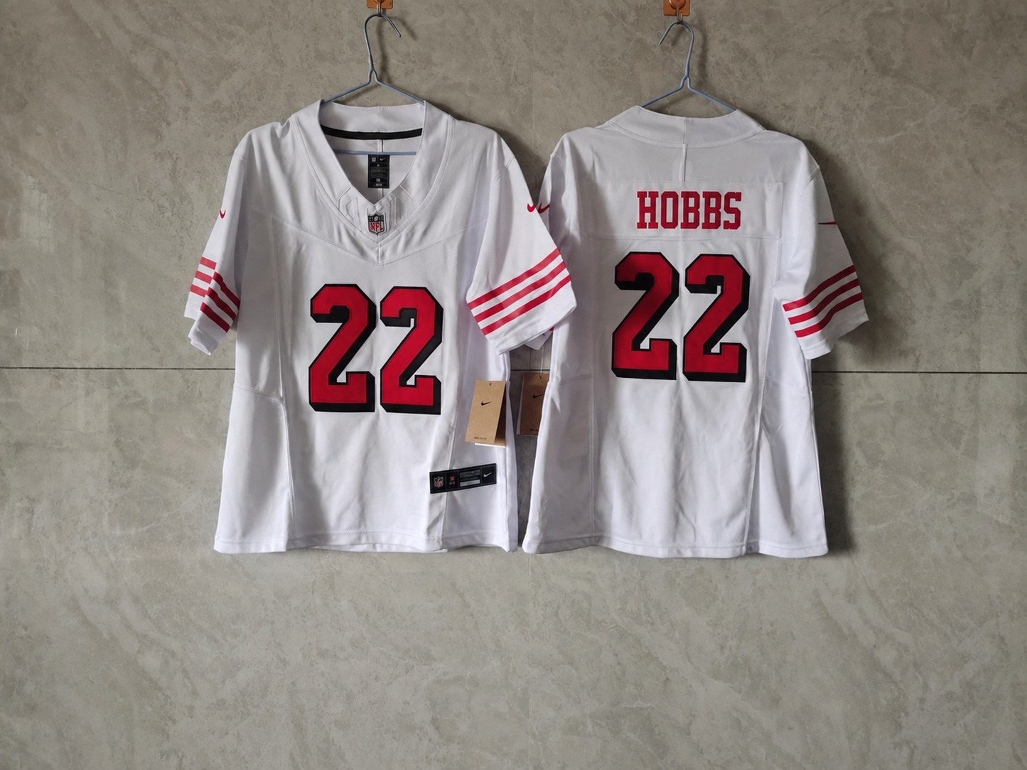 SAN FRANCISCO 49ERS NATE HOBBS WHITE THROWBACK JERSEY