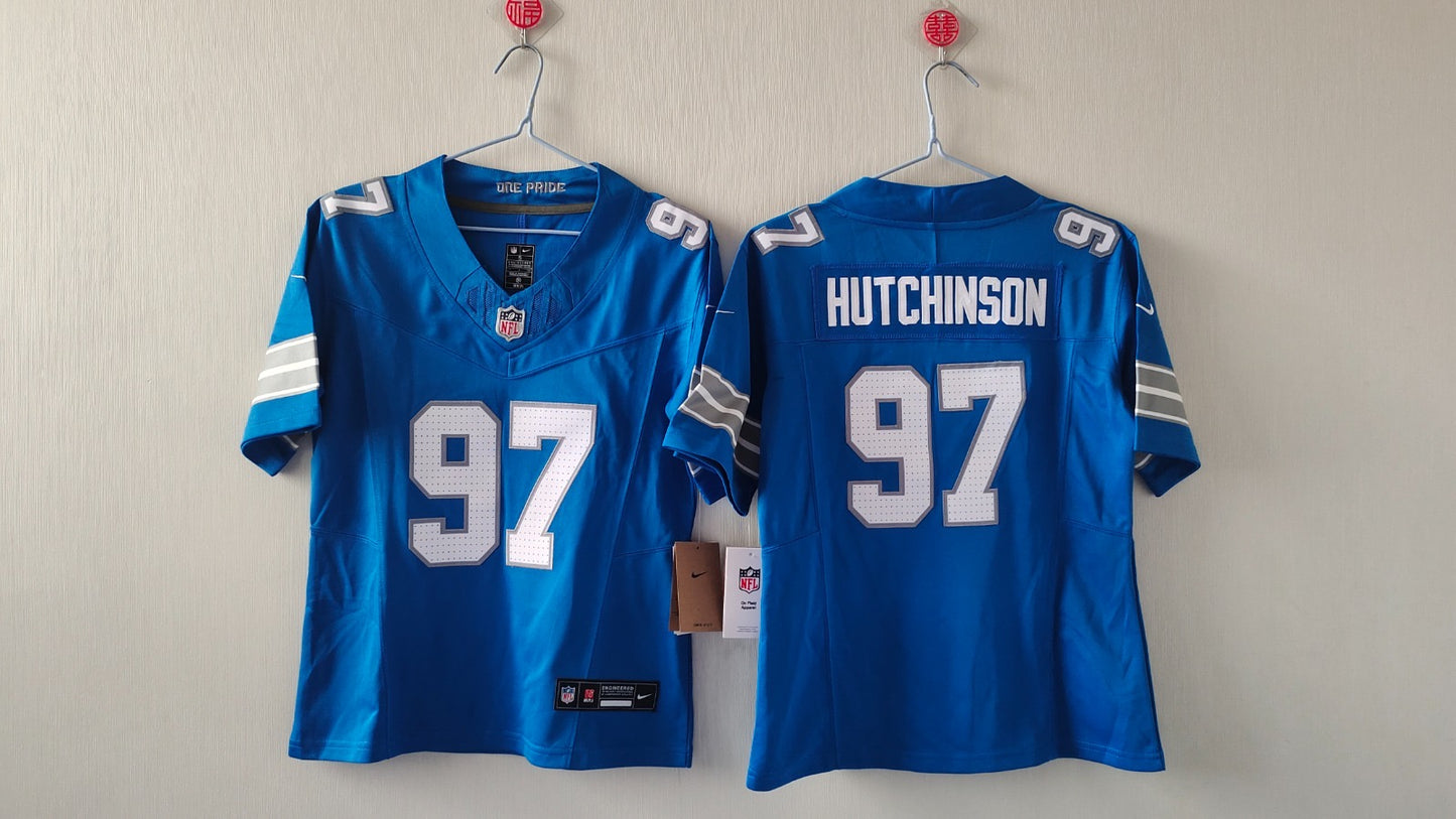 DETROIT LIONS AIDEN HUTCHINSON BLUE JERSEY