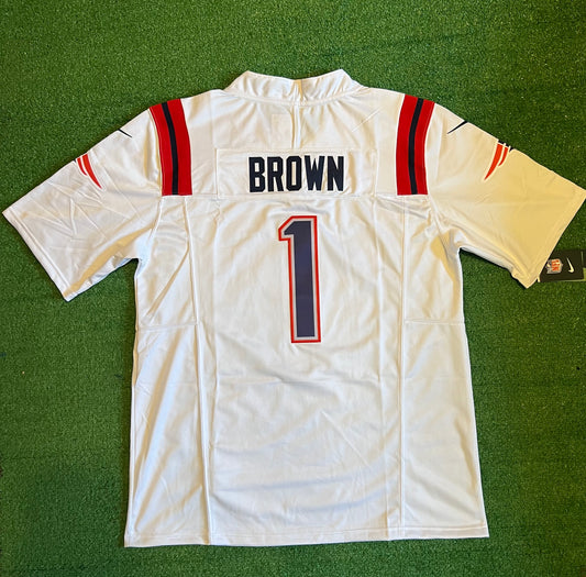 NEW ENGLAND PATRIOTS AJ BROWN WHITE JERSEY