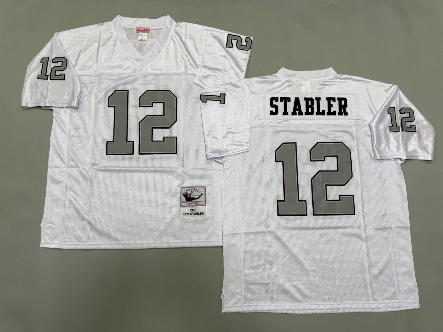 OAKLAND RAIDERS KEN STABLER WHITE THROWBACK JERSEY