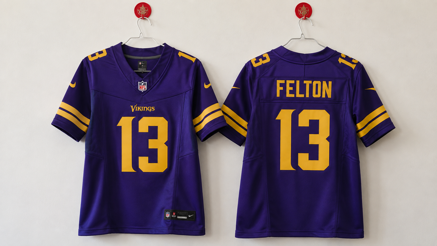 MINNESOTA VIKINGS TAI FELTON PURPLE JERSEY