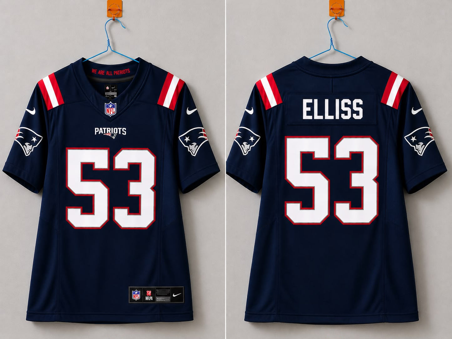 NEW ENGLAND PATRIOTS CHRISTIAN ELLISS BLUE JERSEY
