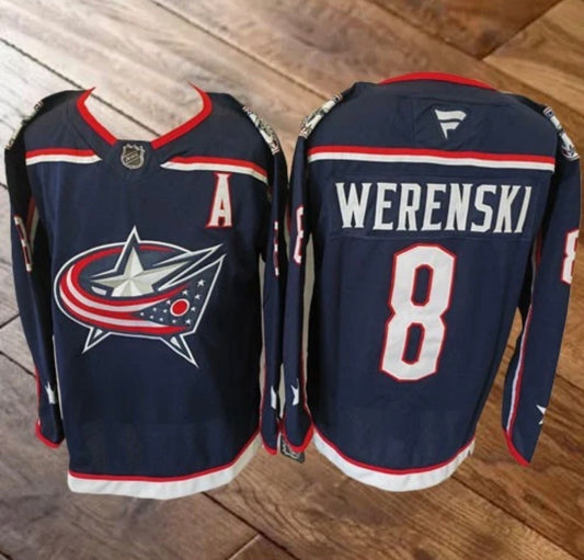 COLOMBUS BLUE JACKETS ZACHARY WERENSKI BLUE JERSEY