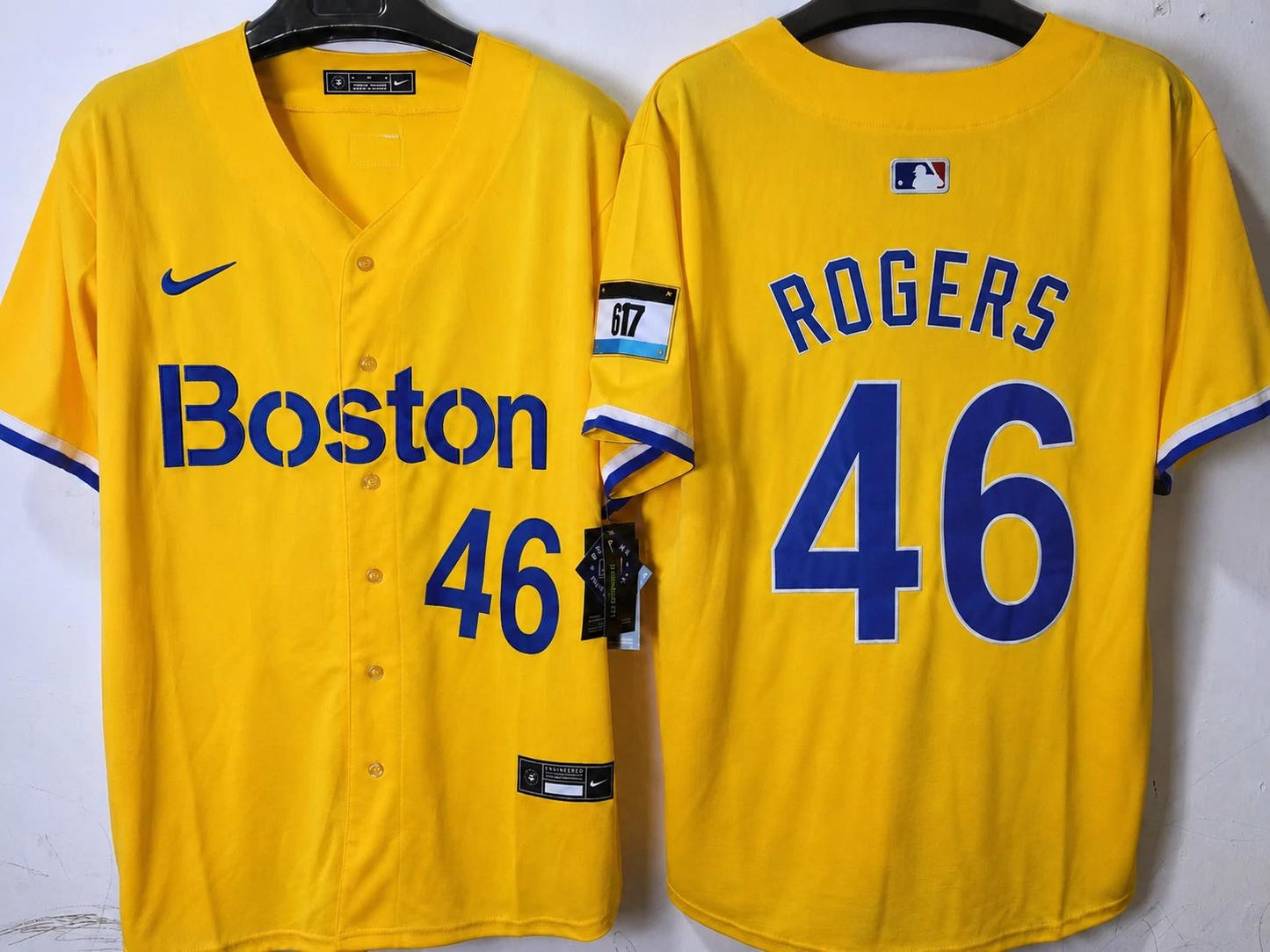 BOSTON RED SOCKS JAKE ROGERS YELLOW JERSEY