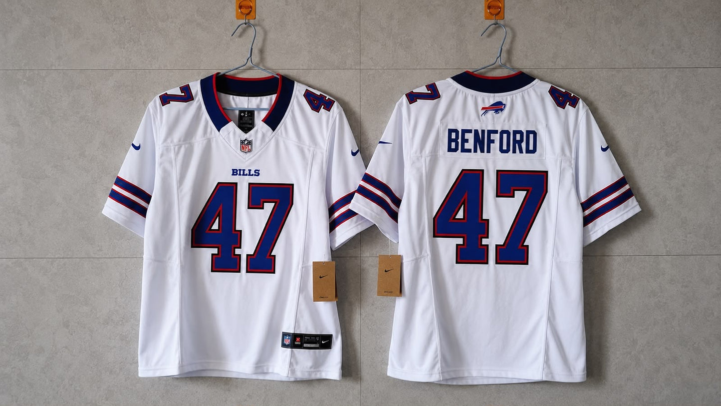 BUFFALO BILLS CHRISTIAN BENFORD WHITE JERSEY