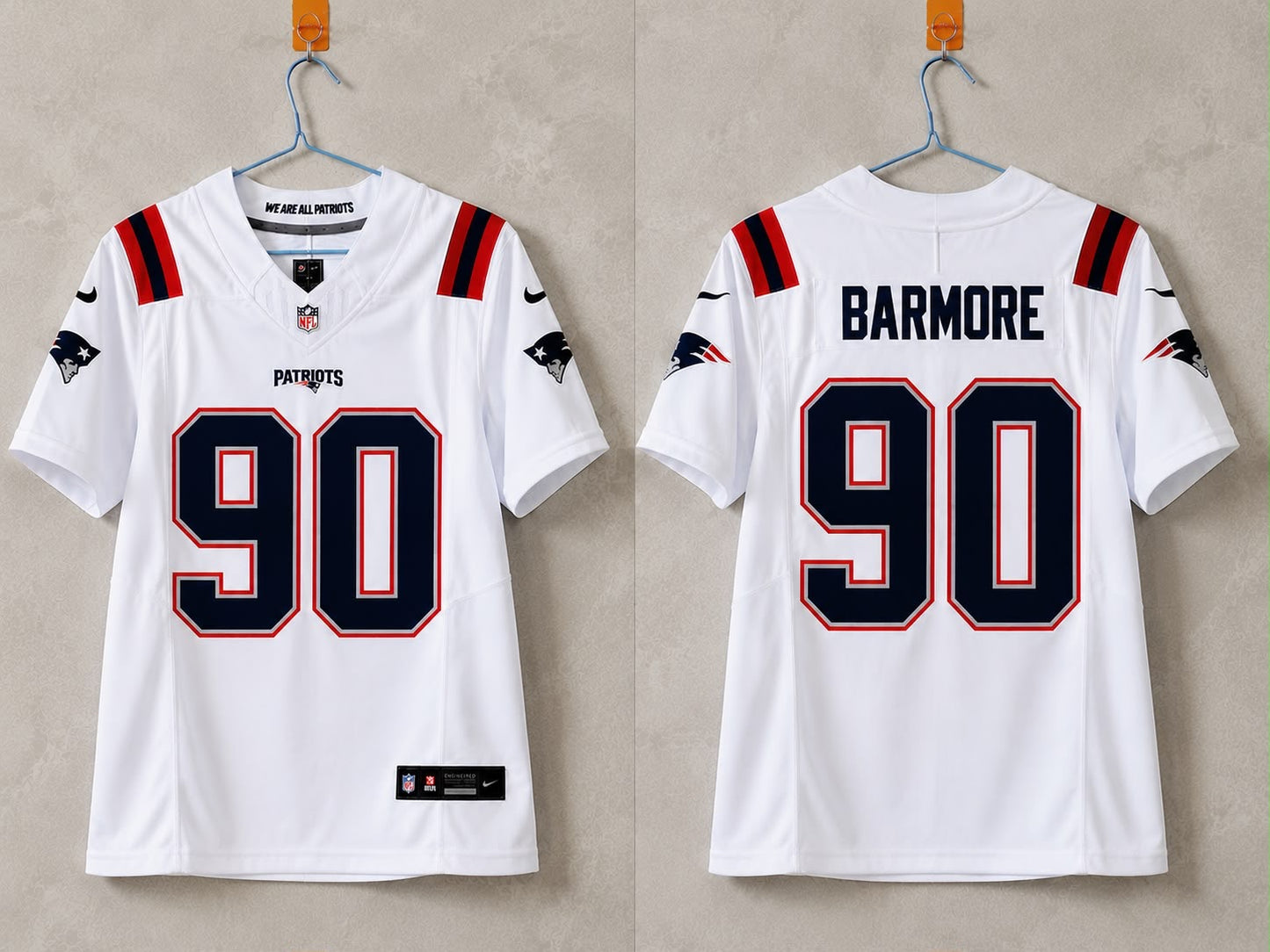 NEW ENGLAND PATRIOTS CHRISTIAN BARMORE WHITE JERSEY