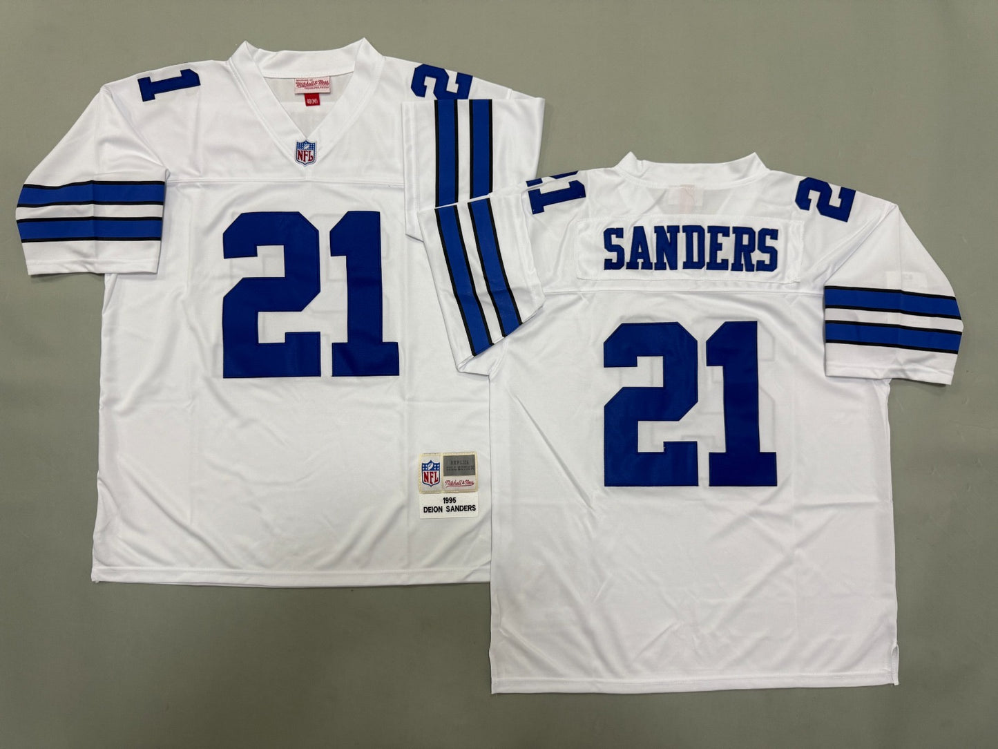 DALLAS COWBOYS DEION SANDERS WHITE VINTAGE JERSEY