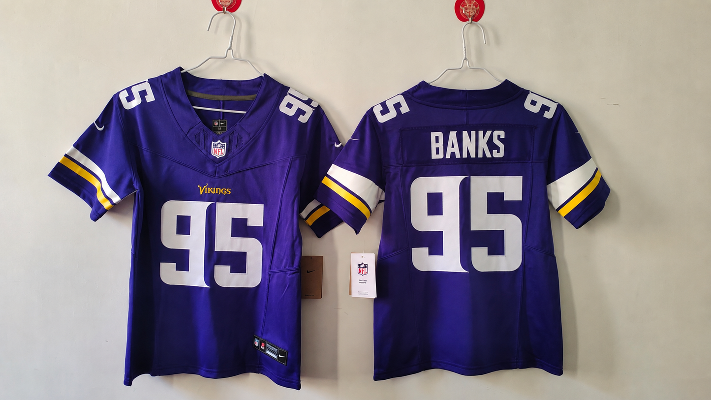 MINNESOTA VIKINGS CALEB BANKS PURPLE JERSEY