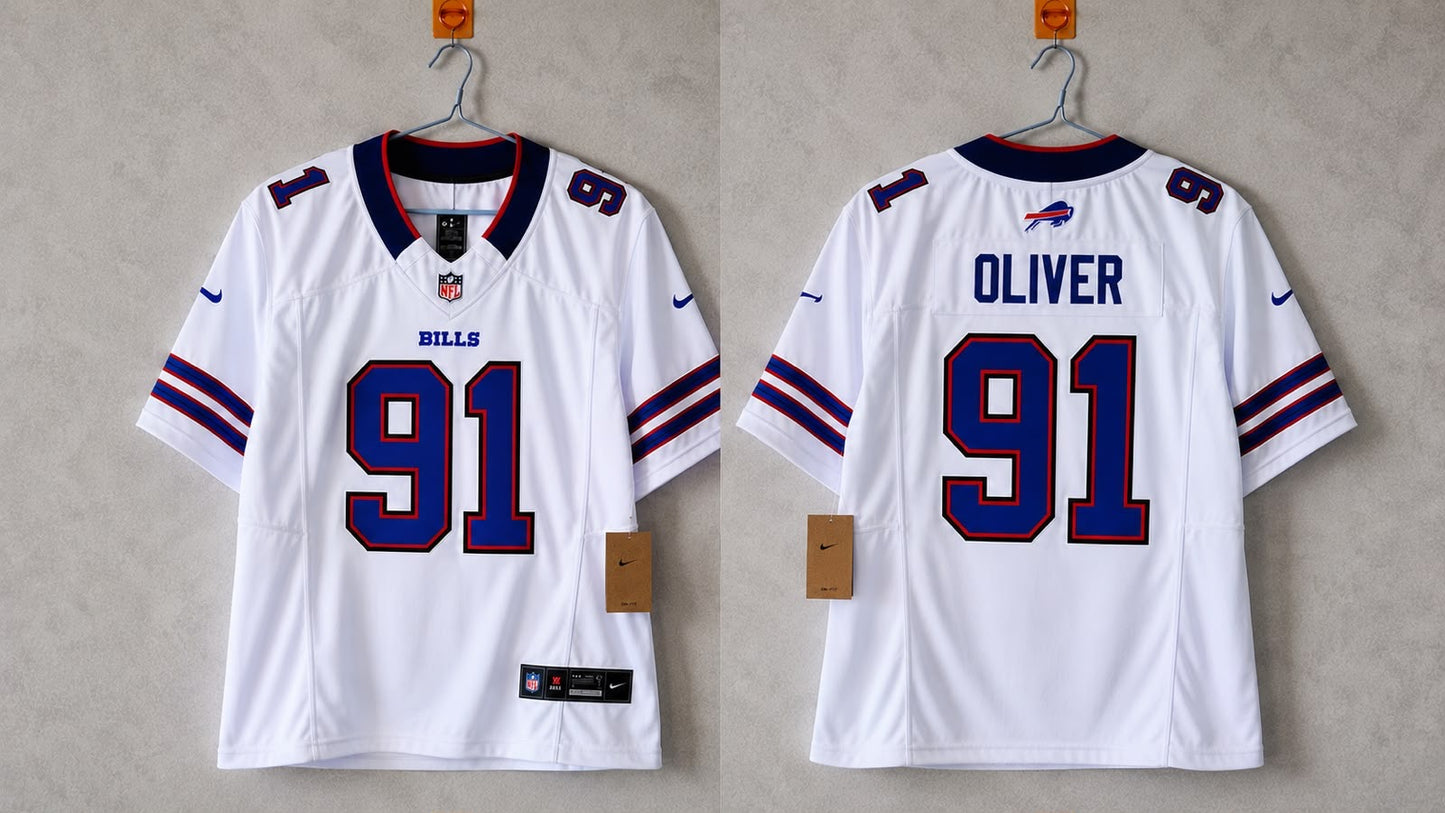 BUFFALO BILLS ED OLIVER WHITE JERSEY