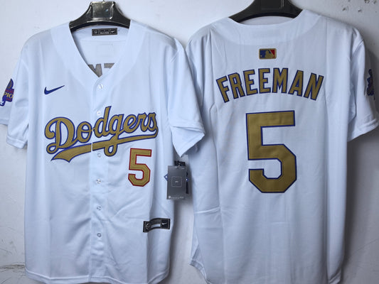 Los Angeles Dodgers Freddie Freeman White and Gold Jersey