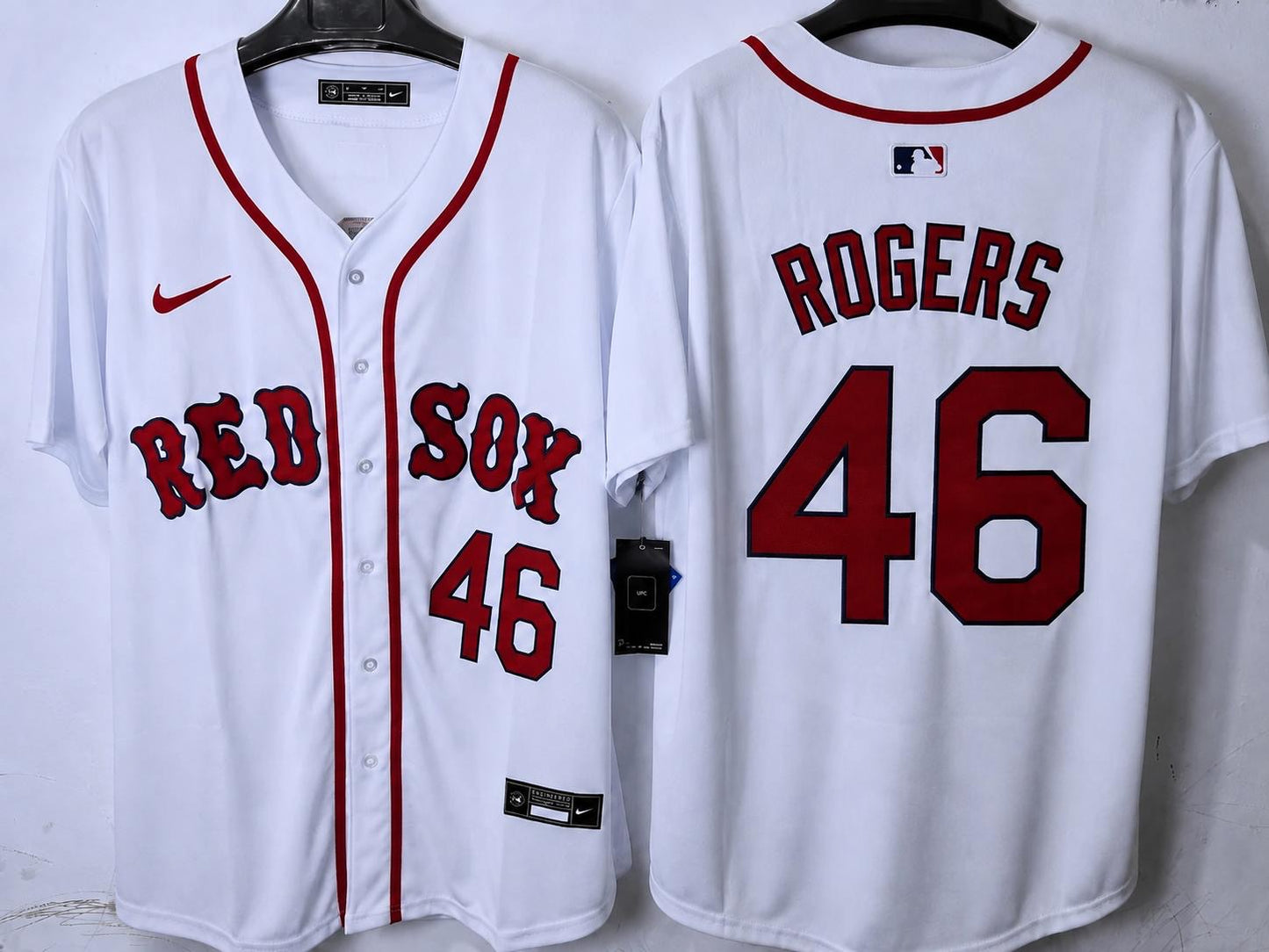BOSTON RED SOCKS JAKE ROGERS WHITE JERSEY