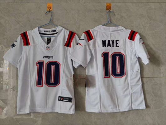 New England Patriots Drake Maye White Jersey