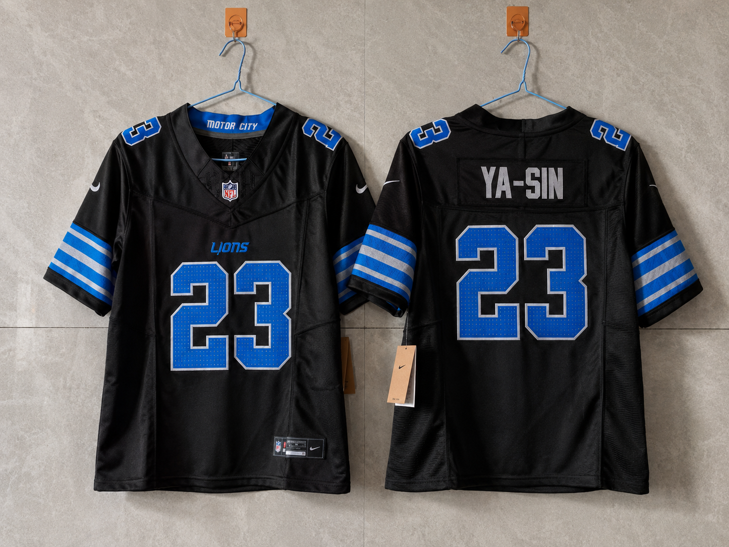 DETROIT LIONS ROCK YA-SIN BLACK JERSEY
