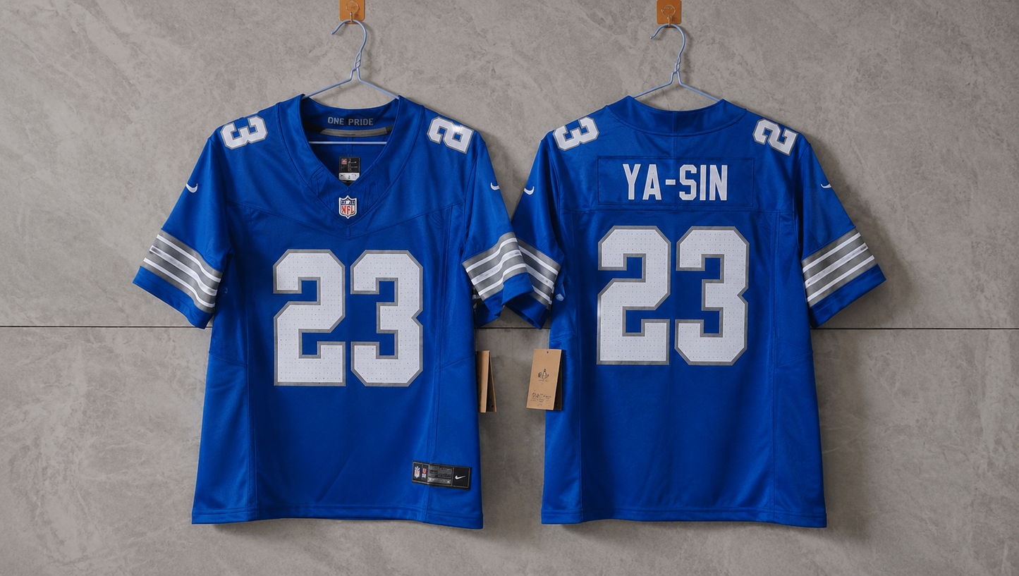 DETROIT LIONS ROCK YA-SIN BLUE JERSEY