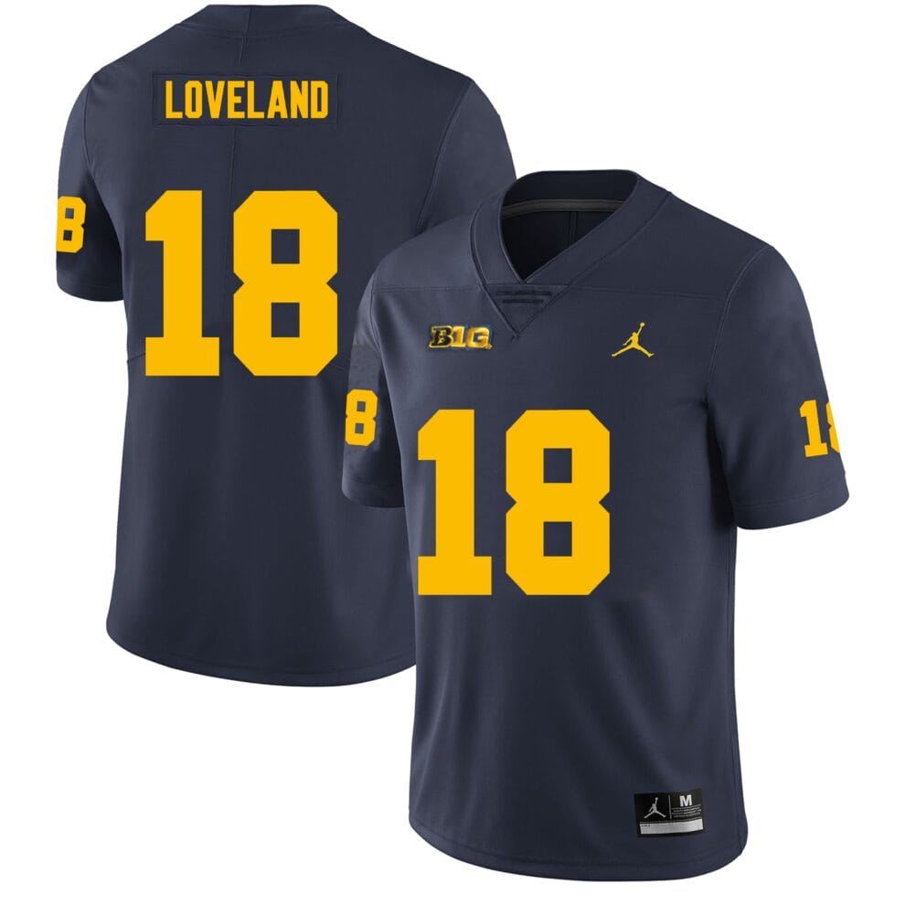 MICHIGAN WOLVERINES COLSTON LOVELAND BLUE JERSEY