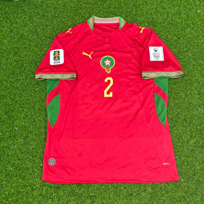 2026 WORLD CUP ACHRAF HAKIMI TEAM MOROCCO RED JERSEY