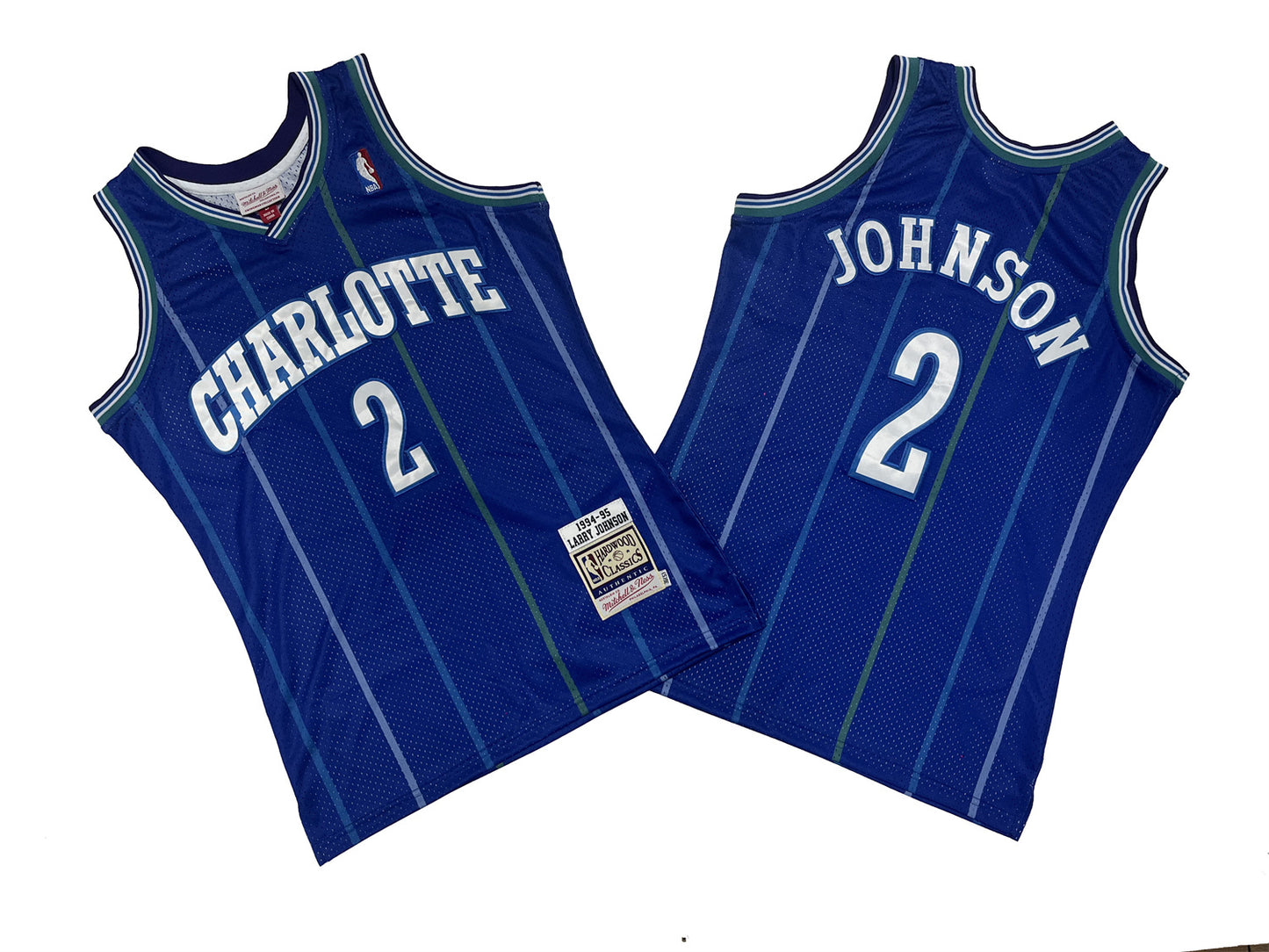CHARLOTTE HORNETS LARRY JOHNSON BLUE VINTAGE JERSEY