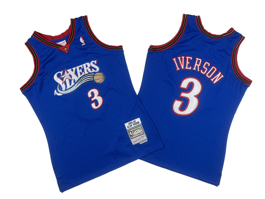 PHILADELPHIA 76ERS ALLEN IVERSON BLUE VINTAGE JERSEY