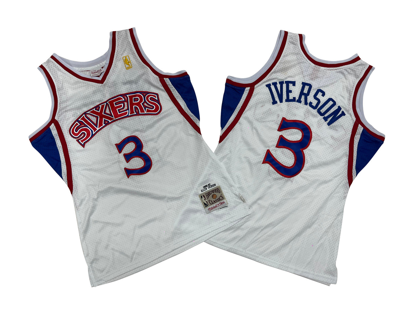 PHILADELPHIA 76ERS ALLEN IVERSON WHITE VINTAGE JERSEY