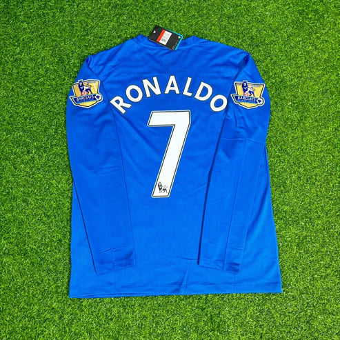 Cristiano Ronaldo Manchester United 2008 Blue EPL Patch Retro Long Sleeve Football