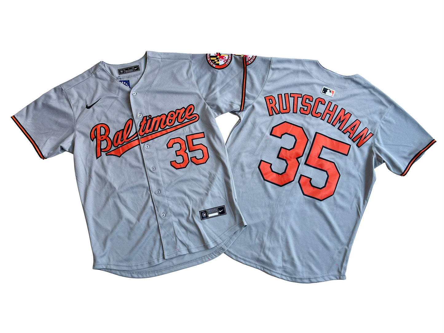 BALTIMORE ORIOLES ADLEY RUTSCHMAN GREY JERSEY
