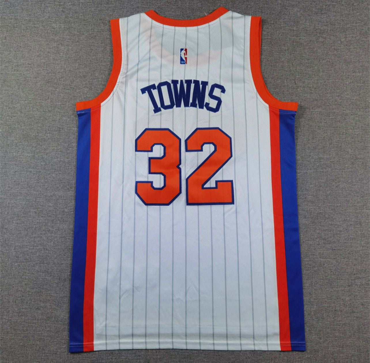 Karl-Anthony Towns White Pinstripe New York Knicks Jersey