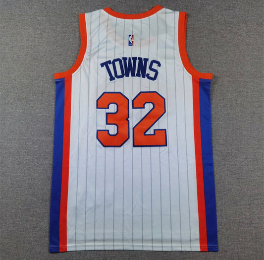 Karl-Anthony Towns White Pinstripe New York Knicks Jersey