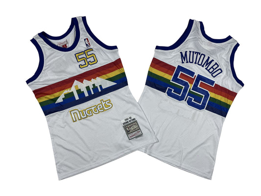 DENVER NUGGETS DIKEMBE MUTOMBO WHITE VINTAGE JERSEY