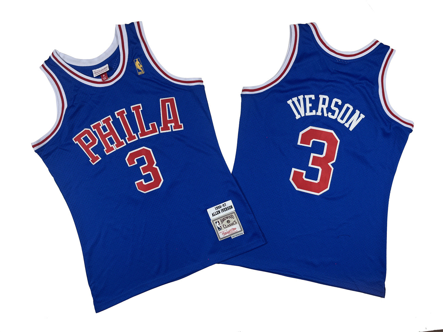 PHILADELPHIA 76ERS ALLEN IVERSON BLUE VINTAGE JERSEY