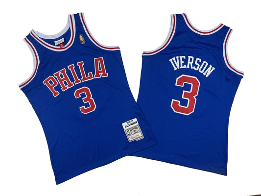 PHILADELPHIA 76ERS ALLEN IVERSON BLUE VINTAGE JERSEY