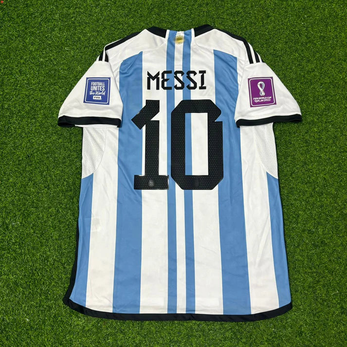 Lionel Messi Argentina 2022 World Cup Final Home Jersey