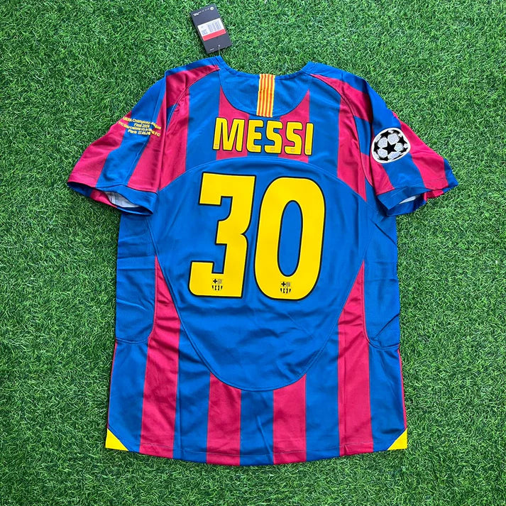 Lionel Messi #30 Barcelona 2006 Champions League Final Retro Football Jersey