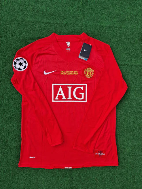 Cristiano Ronaldo Manchester United 2008 Champions Leage Final Moscow Retro Long Sleeve Jersey