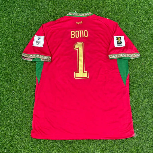 2026 WORLD CUP YASSINE BOUNOU TEAM MOROCCO RED JERSEY